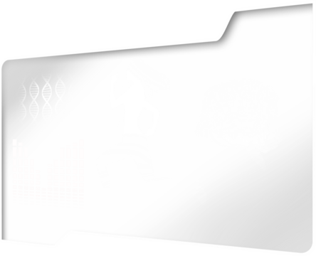 Digital png illustration of folder with running woman and anatomy shapes on transparent background