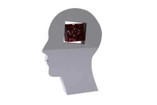 Digital png illustration of head with hole on transparent background
