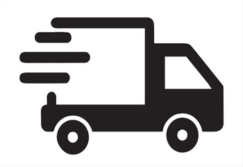 Fast moving shipping delivery truck line art vector icon for transportation apps and websites. Express delivery truck icon. Fast shipping truck. Free delivery 24 hours. Vector illustration. - obrazy, fototapety, plakaty