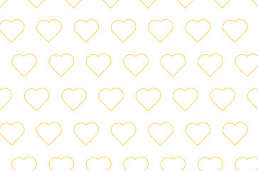 Digital png illustration of yellow hearts repeated on transparent background