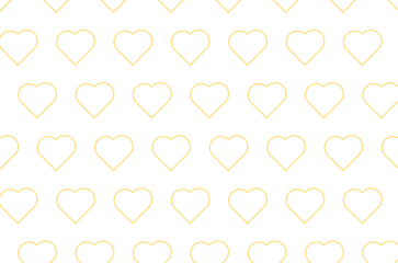 Digital png illustration of yellow hearts repeated on transparent background