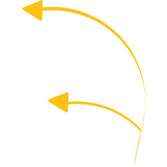 Digital png illustration of two yellow left arrows on transparent background