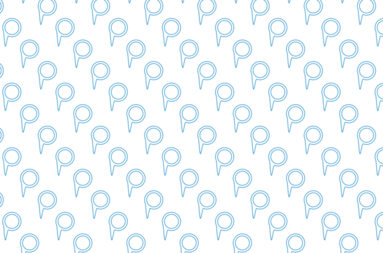 Digital png illustration of blue map pins repeated on transparent background