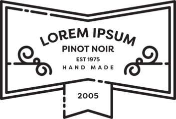 Digital png illustration of badge with lorem ipsum pinot noir text on transparent background