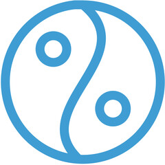 Digital png illustration of blue jin jang sign on transparent background