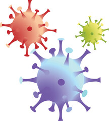 Digital png illustration of colourful bacteria on transparent background