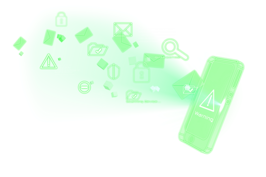 Digital png illustration of smartphone, envelopes and shapes on transparent background