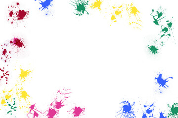 Digital png illustration of frame made of colourful stains on transparent background