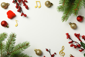 Golden musical notes with New Year decoration.