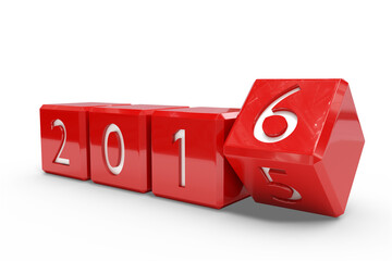Digital png illustration of red cubes with 2016 number on transparent background