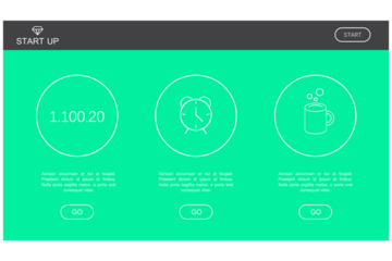 Digital png illustration of green screen with shapes and start up text on transparent background