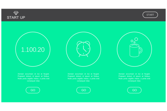 Digital png illustration of green screen with shapes and start up text on transparent background - Powered by Adobe