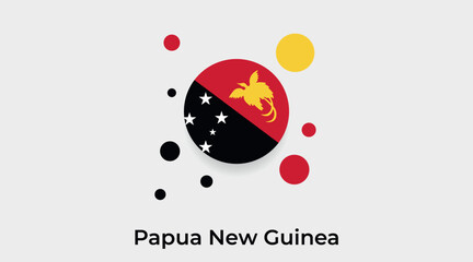 Papua New Guinea flag bubble circle round shape icon colorful vector illustration