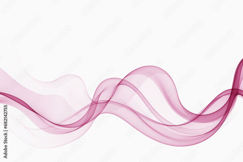 Wall mural wavy abstract pink lines in wave shape, data flow concept. white background and pink wave flow.