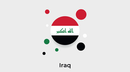 Iraq flag bubble circle round shape icon colorful vector illustration - obrazy, fototapety, plakaty
