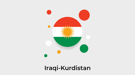 Fototapeta na wymiar Iraqi Kurdistan flag bubble circle round shape icon colorful vector illustration