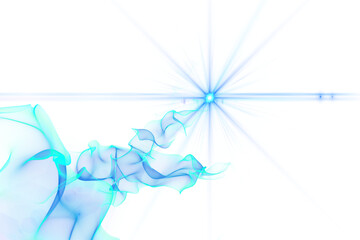 Digital png illustration of blue shiny lens flare effect with smoke on transparent background