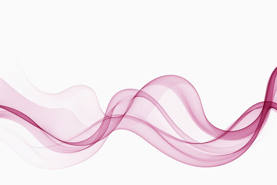 Wavy abstract pink lines in wave shape, data flow concept. White background and pink wave flow.