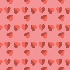 Digital png illustration of red hearts repeated on pink background