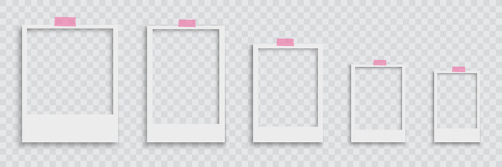 Vector Polaroid Frames: Realistic Photo Templates with Shadows. Vintage Card Set for Stock Use. Vector Illustratios on transparent background.
