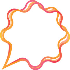 Digital png illustration of orange and red speech bubble on transparent background