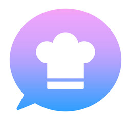 青紫色のグラデーション｜コック帽と吹き出し