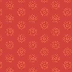 Digital png illustration of yellow stars repeated on red background