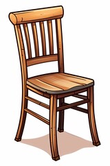 Chaise en bois, style ancien et rustique, isol&eacute;e sur fond blanc, illustration graphique ia g&eacute;n&eacute;rative