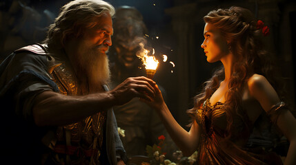 유부녀 레다에게 접근하는 제우스