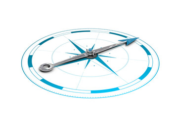 Digital png illustration of blue compass on transparent background - obrazy, fototapety, plakaty