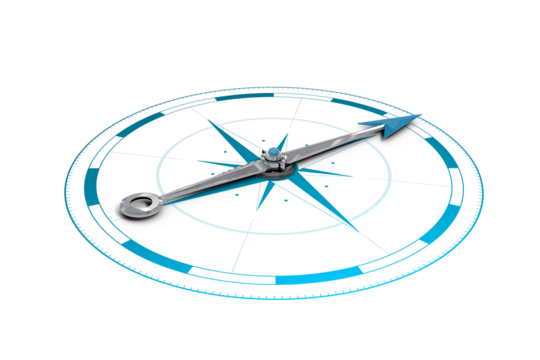 Digital png illustration of blue compass on transparent background - Powered by Adobe