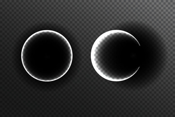 Solar eclipse concept. Realistic vector illustration isolated on dark grey background.