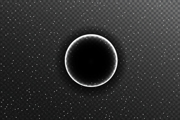 Solar eclipse concept. Realistic vector illustration isolated on dark grey background.