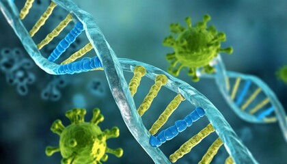 ウイルスに侵された細胞　イラスト