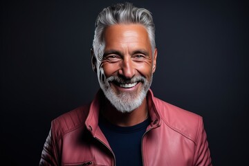 Obraz premium A beautiful and handsome smiling, happy and pleased man with positive vibes. Human person dressed in fashionable, colorful and fun clothes. Generative AI, AI