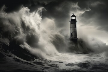 Lighthouse of Resilience: Guiding Light Through the Stormy Seas - obrazy, fototapety, plakaty