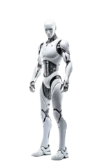 Papier Peint photo autocollant Pleine lune Robot, a cyborg with AI full body isolated on transparent white background