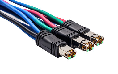 A Real Photo Showcase of Isolated Ethernet Cable Connectors in Action Isolated on a Transparent Background PNG.