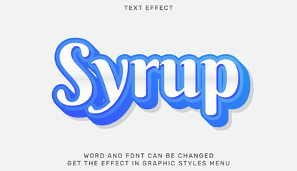 Syrup text effect template in 3d design