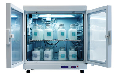 Exploring the Real Photo of a Lab Freezer in Research Tools Isolated on a Transparent Background PNG.