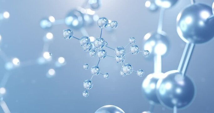 glucono delta-lactone, rotating 3D model of food additive e575, seamless looped video, molecular structure with selective focus