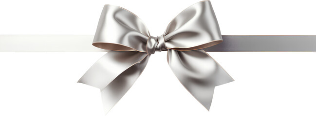 Naklejka premium Silver ribbon for Christmas gift in PNG. Transparent background. 