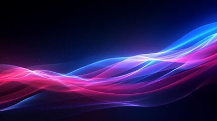 Abstract futuristic background with blurry glowing wave and neon lines