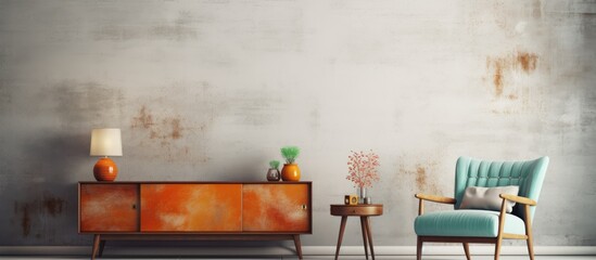 In an abstract design composed of vintage elements, the textured wood construction of the wall...
