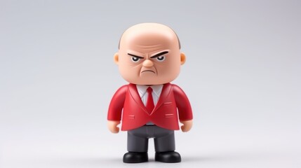 Angry, upset businessman, manager, CEO, boss, Executive Officer, office worker,  toy cartoon figurine