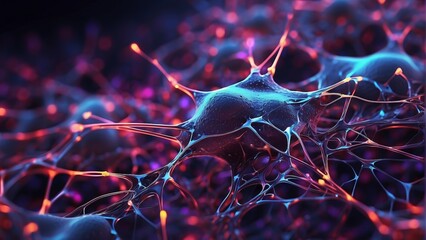 neurons and flexible synapse like structure abstract  background - obrazy, fototapety, plakaty
