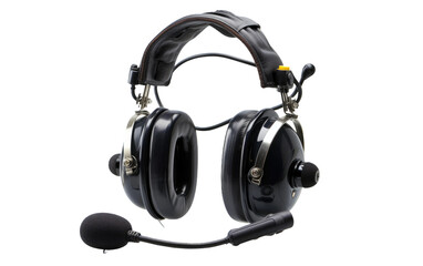 Navigating the World of Aviation Communication with Headsets Isolated on a Transparent Background PNG.