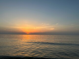 Picturesque view of beautiful sea at sunset