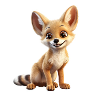 cute animated stylized Jackal on an isolated transparent background PNG.
