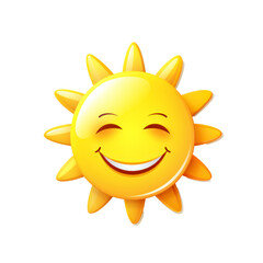 Fototapeta premium icon of a beaming sun emoji with a bright, radiant smile and sunbeams extending outward.
